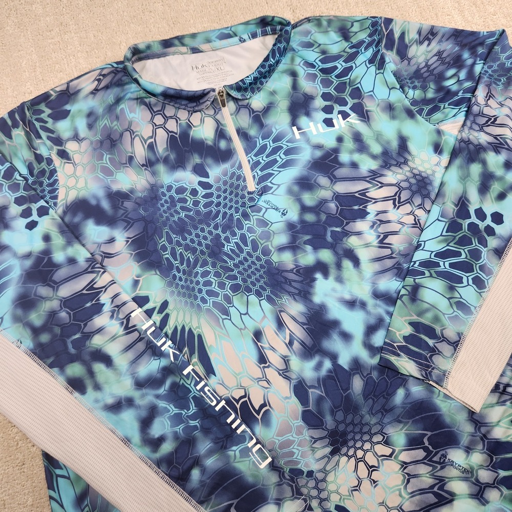 HUK Fishing Sweatshirt Men XL Kryptek Pontus Icon Camo Performance Quick Dry